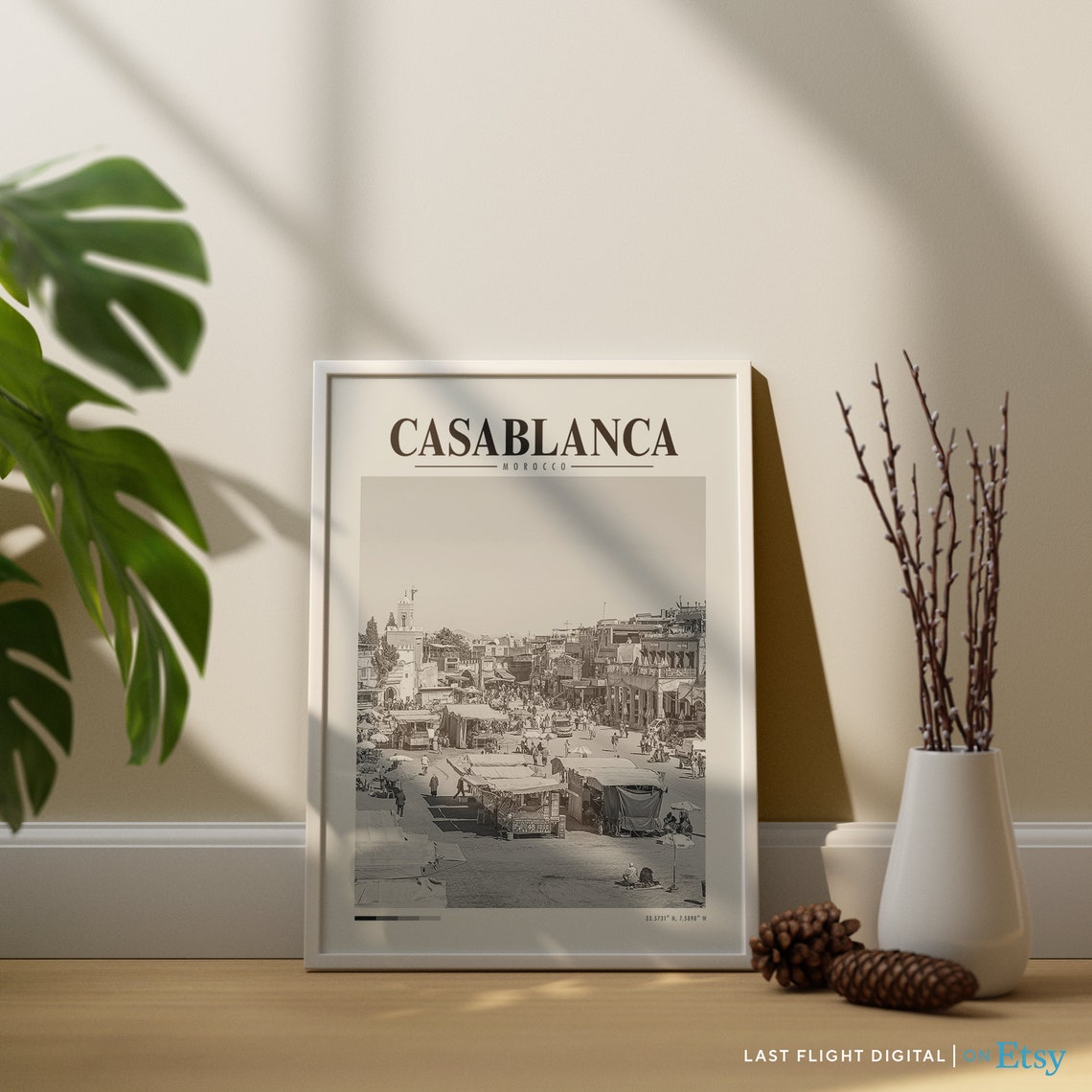 Casablanca Poster Morocco Print Market Marketplace Morocco Poster African Art Casablanca Print Black White Photography City Africa - Image 4