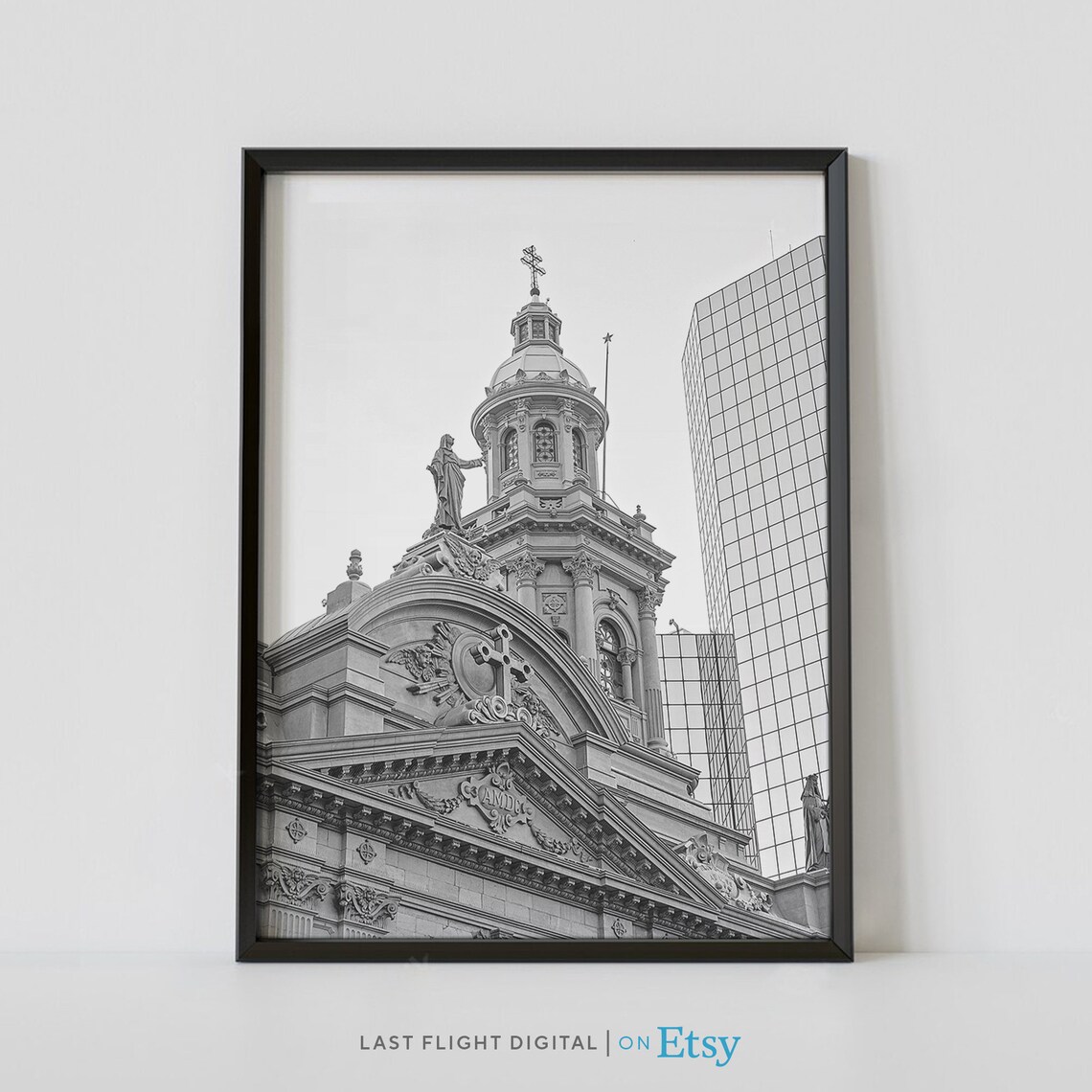 Chile Santiago Metropolitan Cathedral Baroque Facade Landmark Poster