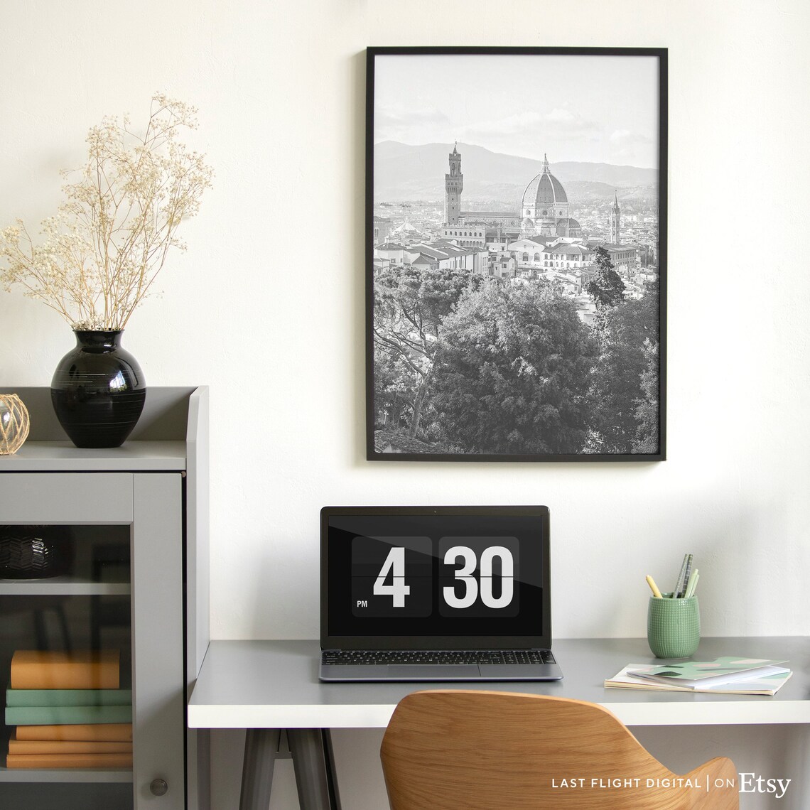 Florence, Italy Cityscape Poster, Black And White - Image 2