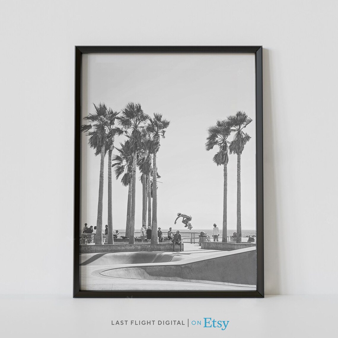 Venice Beach Los Angeles Black White Poster Print