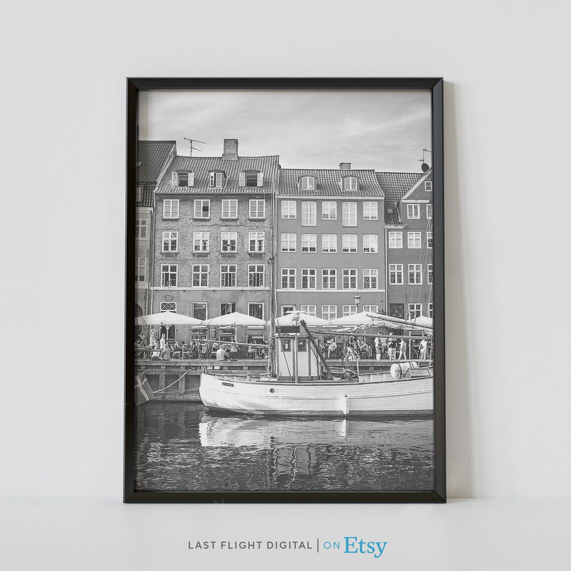 Copenhagen Denmark Black White Photography Poster