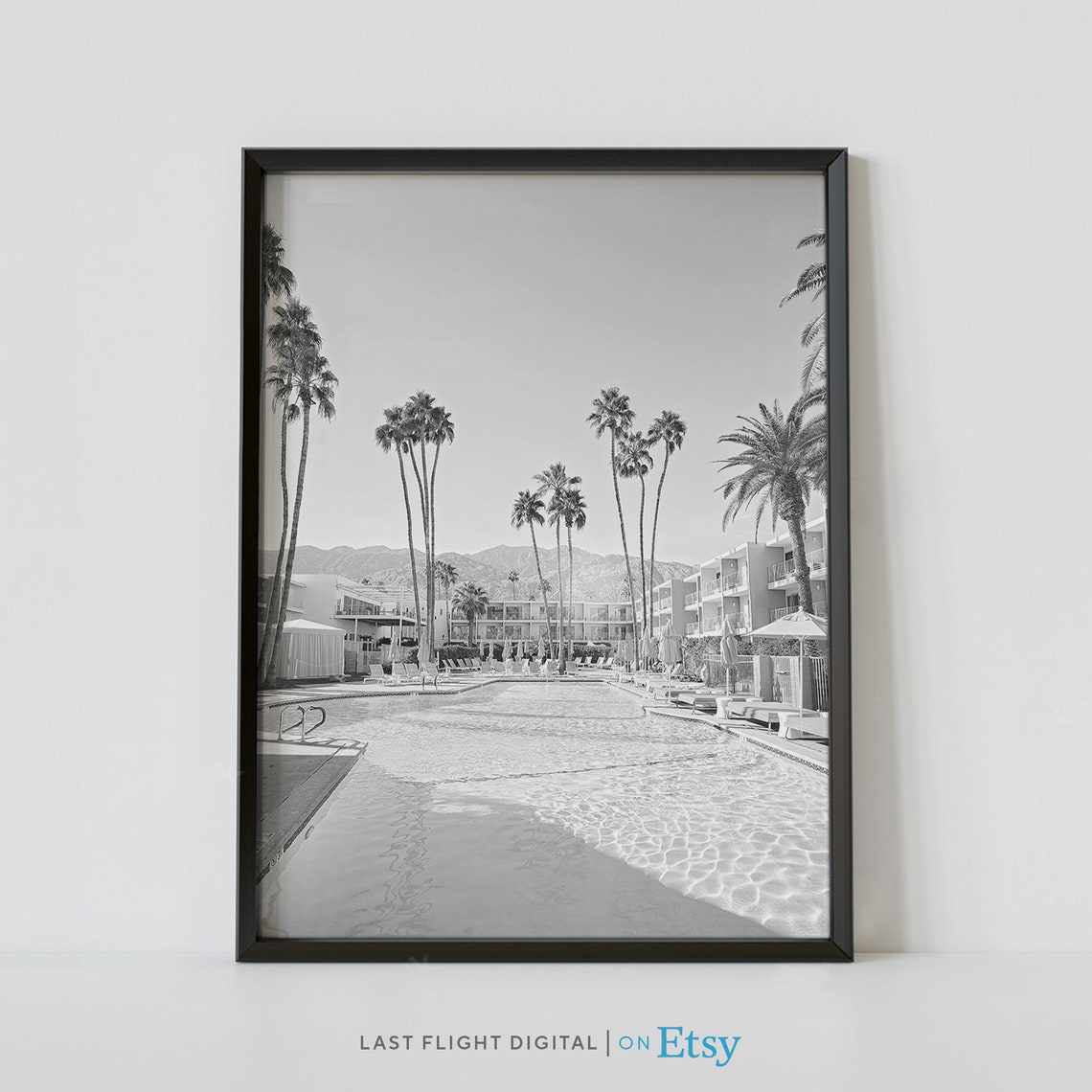California Palm Springs Retro Resort Pool Palm Trees View Poster