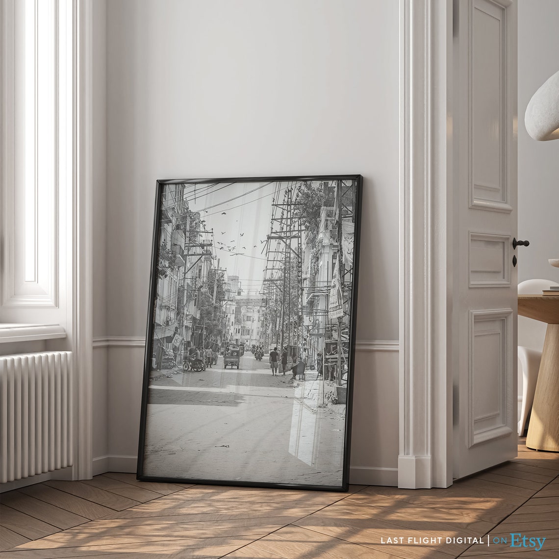 Pakistan Poster Lahore Print Skyline Cityscape City Streets Lahore Poster Pakistan Print Black And White Photo Market Karachi - Image 3