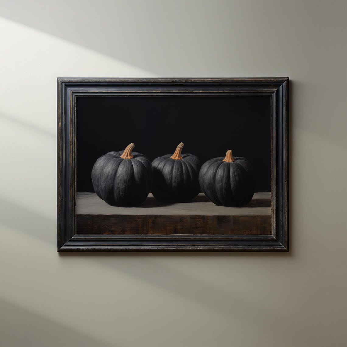 Dark And Moody Vintage Halloween Print Three Pumpkins Art Wall