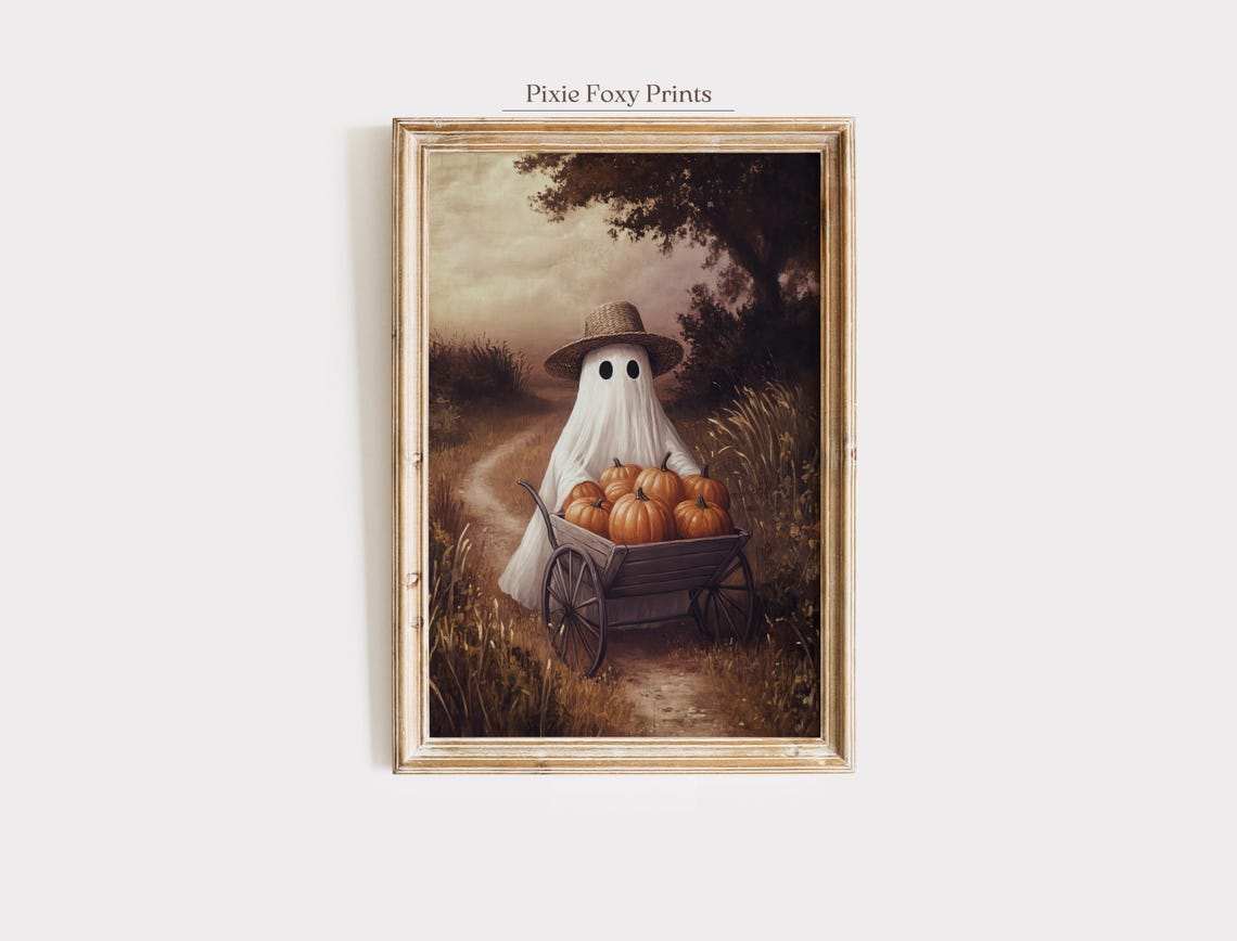 Halloween Wall Art Rustic Farmhouse Fall Decor Pumpkin Whimsical Autumn