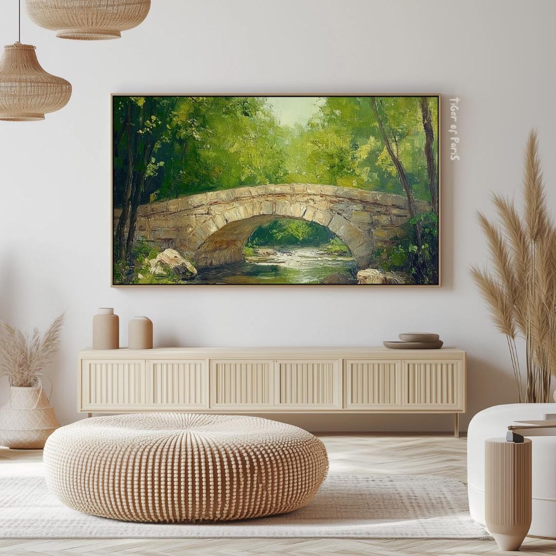 Frame Tv Art Stone Bridge Landscape Painting Tv Wall Art 169 - Image 2