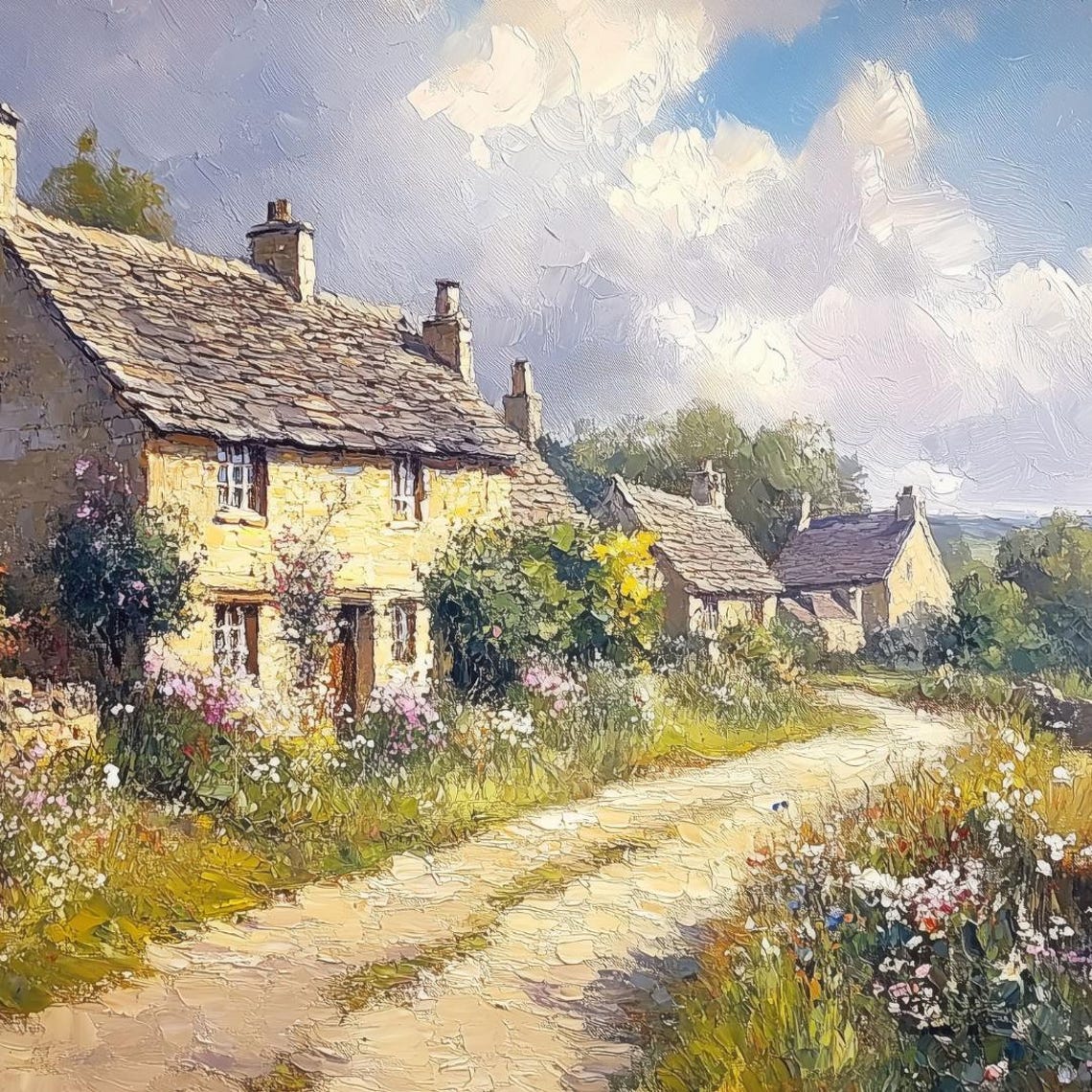 Serene Countryside Landscape Frame Tv Art Rustic English Charm Oil Style Art For Frame Tv 169 Ratio - Image 4