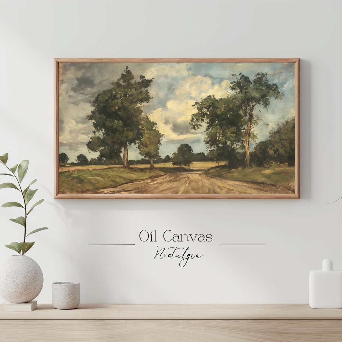 Autumn Landscape Oil Painting Frame Tv Art Rustic Country Decor Moody Muted Colours - Image 3