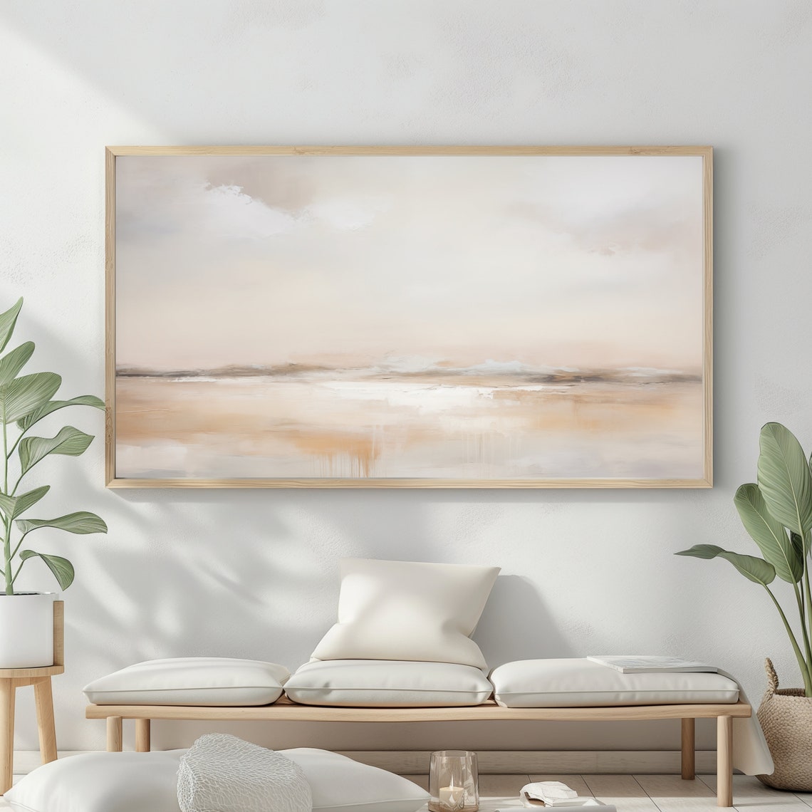 Frame Tv Art Moody Abstract Oil Painting Minimalist Earth Tone Decor Rustic Wall Art - Image 2