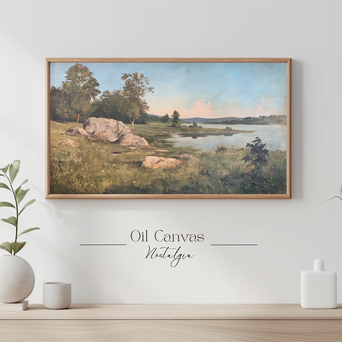 Frame Tv Art Vintage Beach Oil Painting Summer Sea Art Ocean Frame Tv Art Costal Landscape Blue Nautical Seascape - Image 3