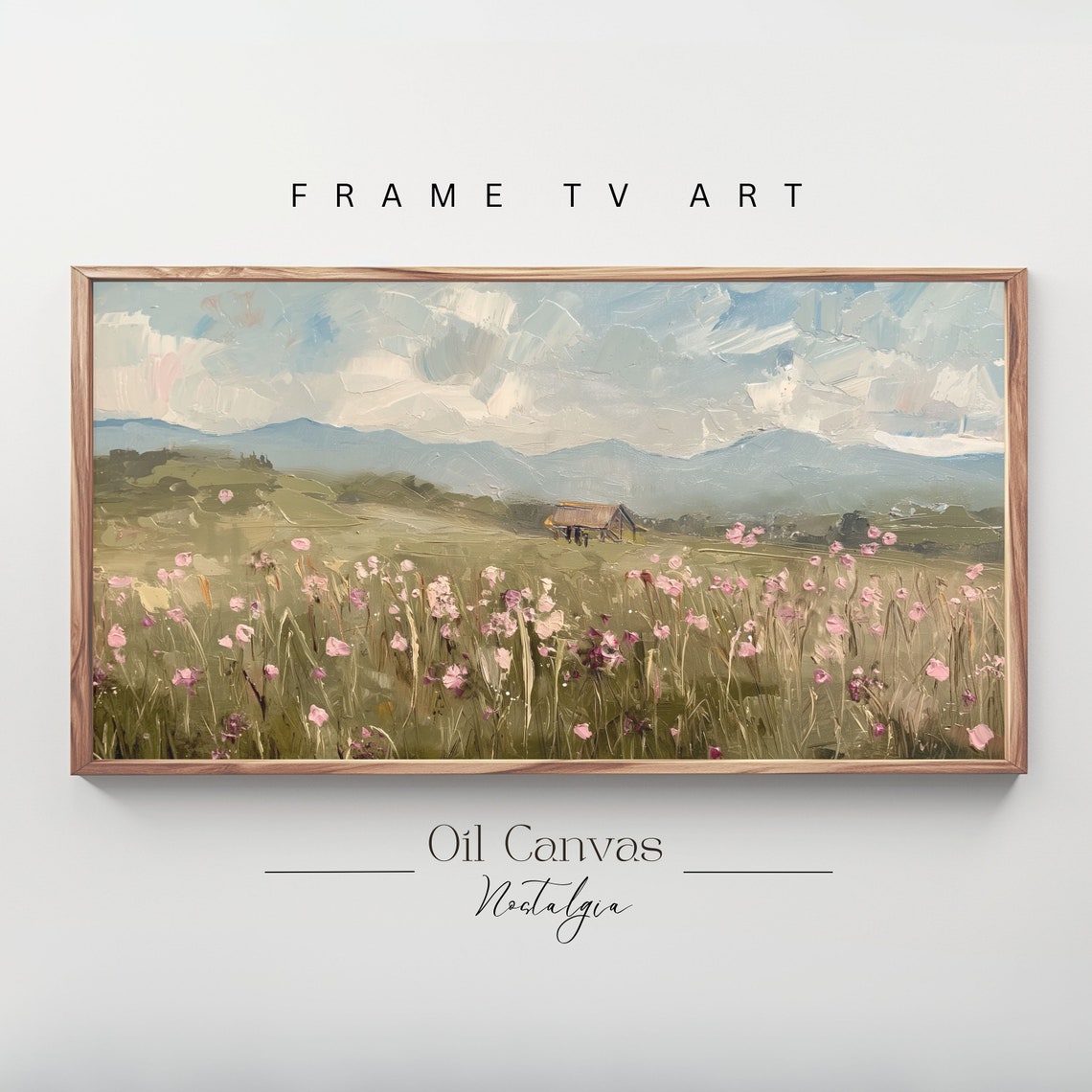 Frame Tv Art Rustic Mountain Landscape Vintage Nature Mountain Oil Painting Rustic Cabin Decor