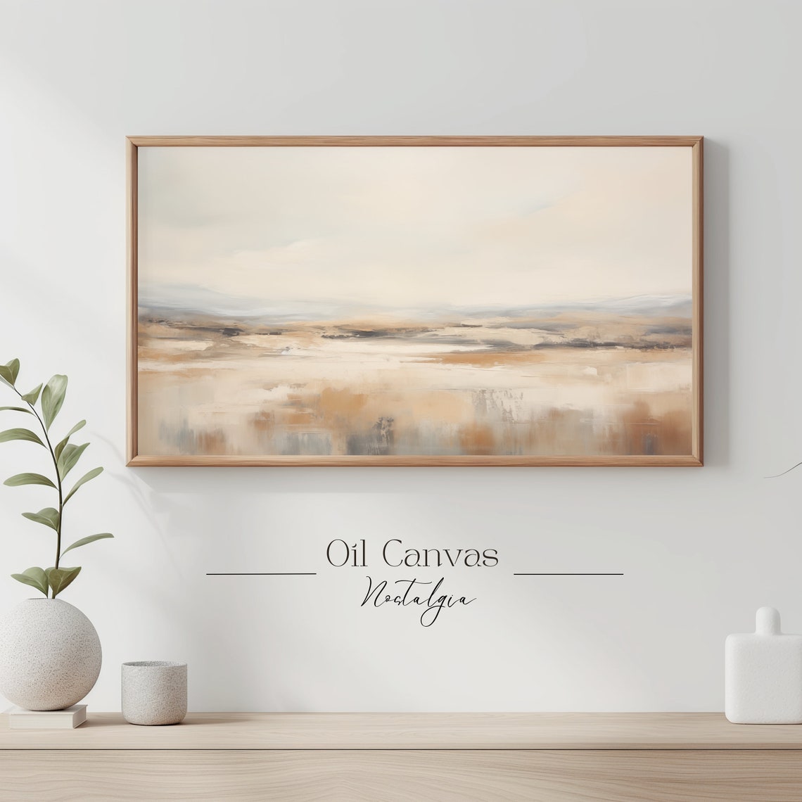Frame Tv Art Moody Abstract Oil Painting Minimalist Earth Tone Decor Rustic Wall Art - Image 3