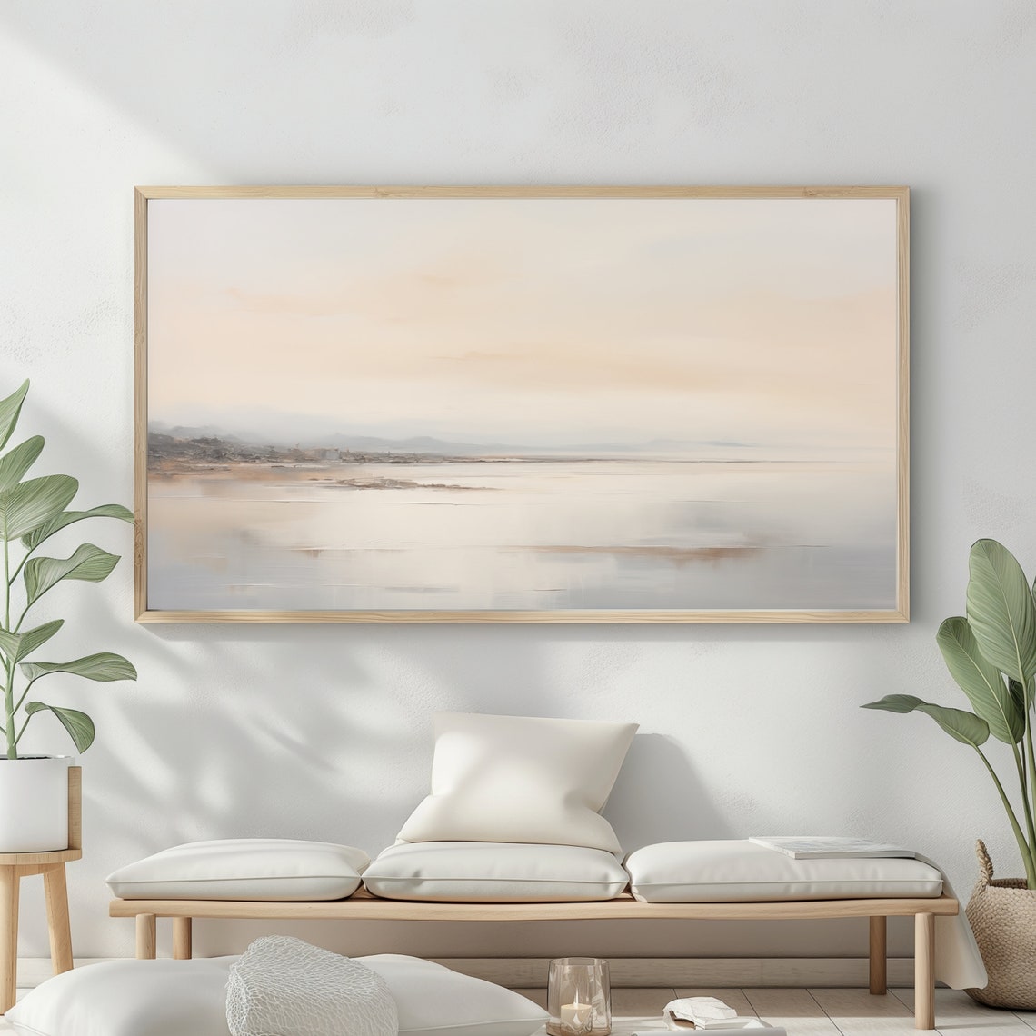 Frame Tv Art Moody Abstract Oil Painting Minimalist Earth Tone Decor Rustic Wall Art - Image 2