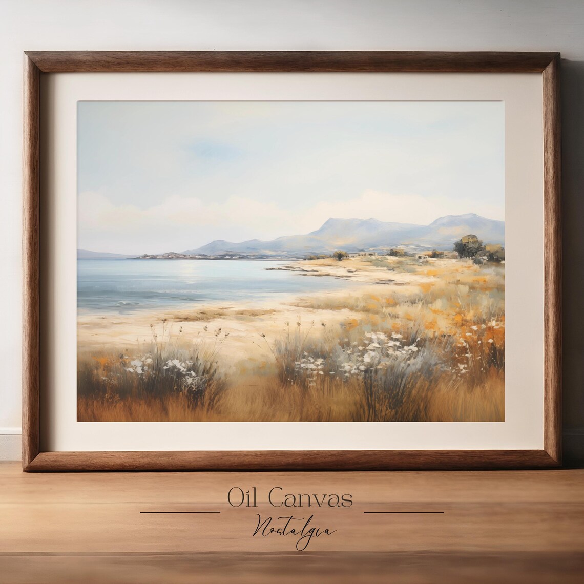 Wall Art Vintage Beach Oil Painting Summer Sea Art Ocean Costal Landscape Blue Nautical Seascape - Image 2