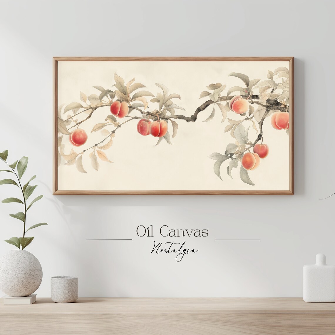 Rustic Neutral Peaches Tree Sketch Frame Tv Art Vintage Farmhouse Kitchen Art Decor Instant - Image 3