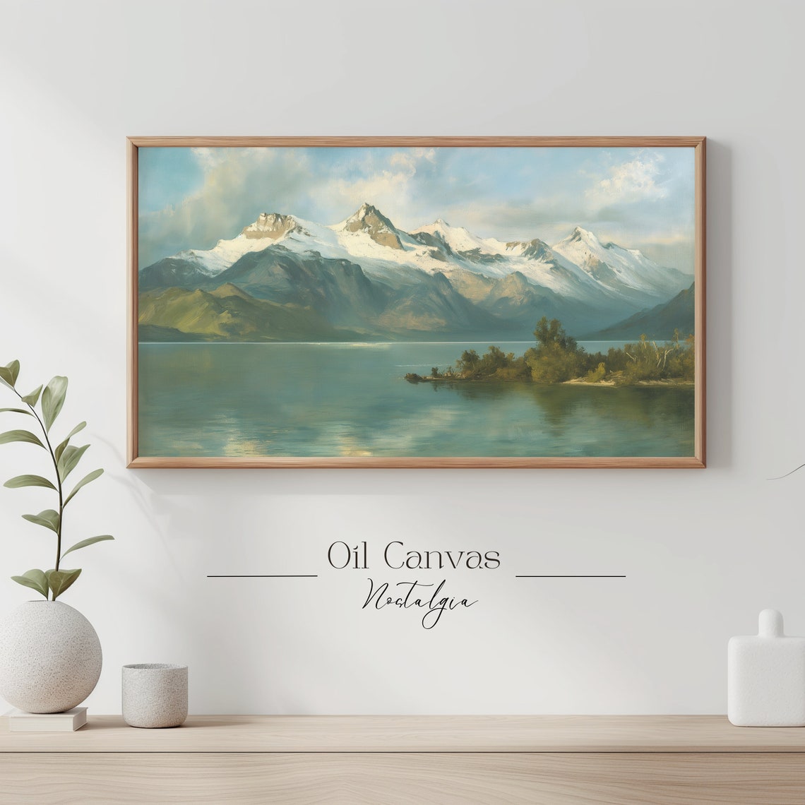 Mountain Landscape Frame Tv Art Vintage Rustic Scenery Oil Painting Farmhouse Decor Nature Wall Art Instant - Image 3