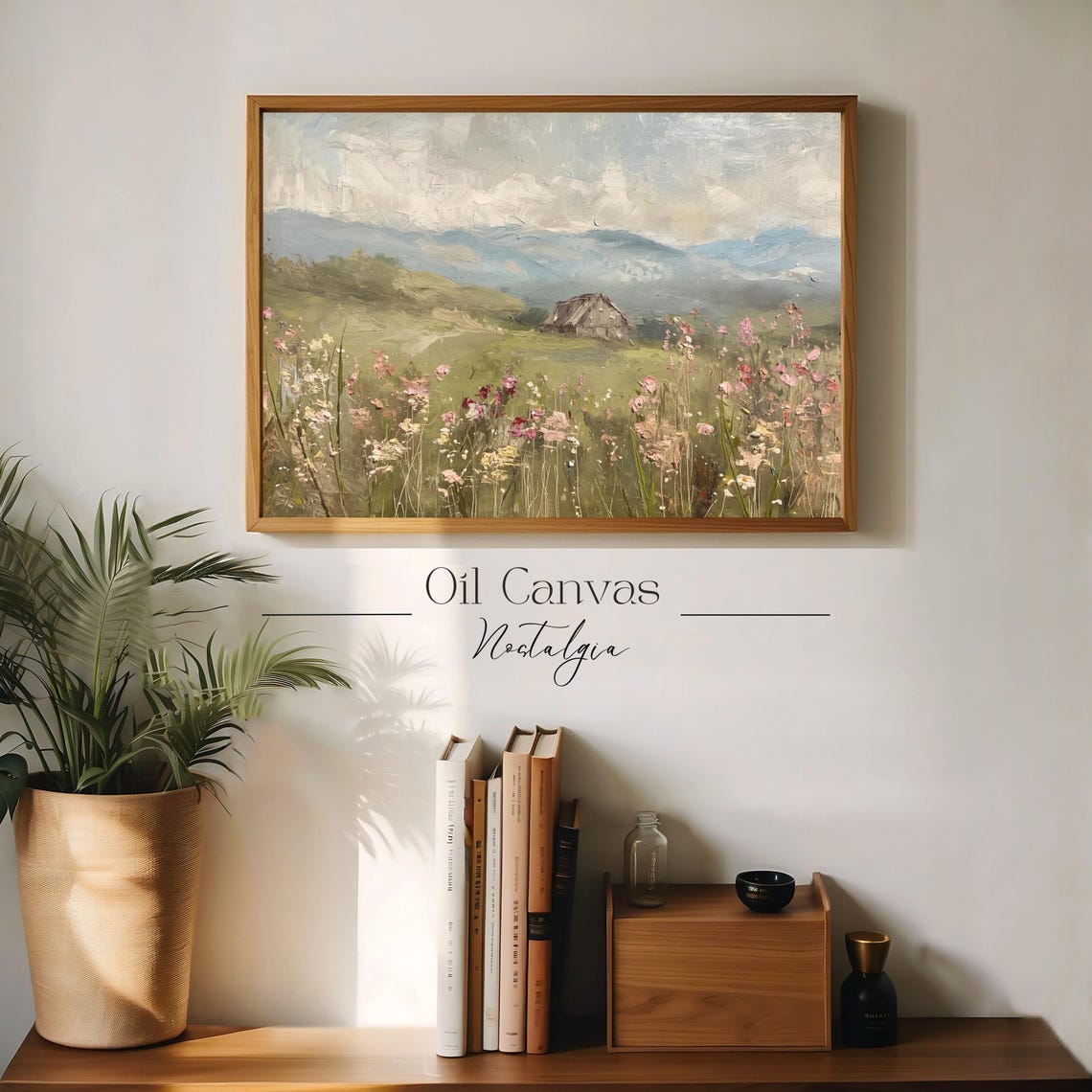 Wall Art Rustic Mountain Landscape Vintage Nature Mountain Oil Painting Rustic Cabin Decor - Image 3
