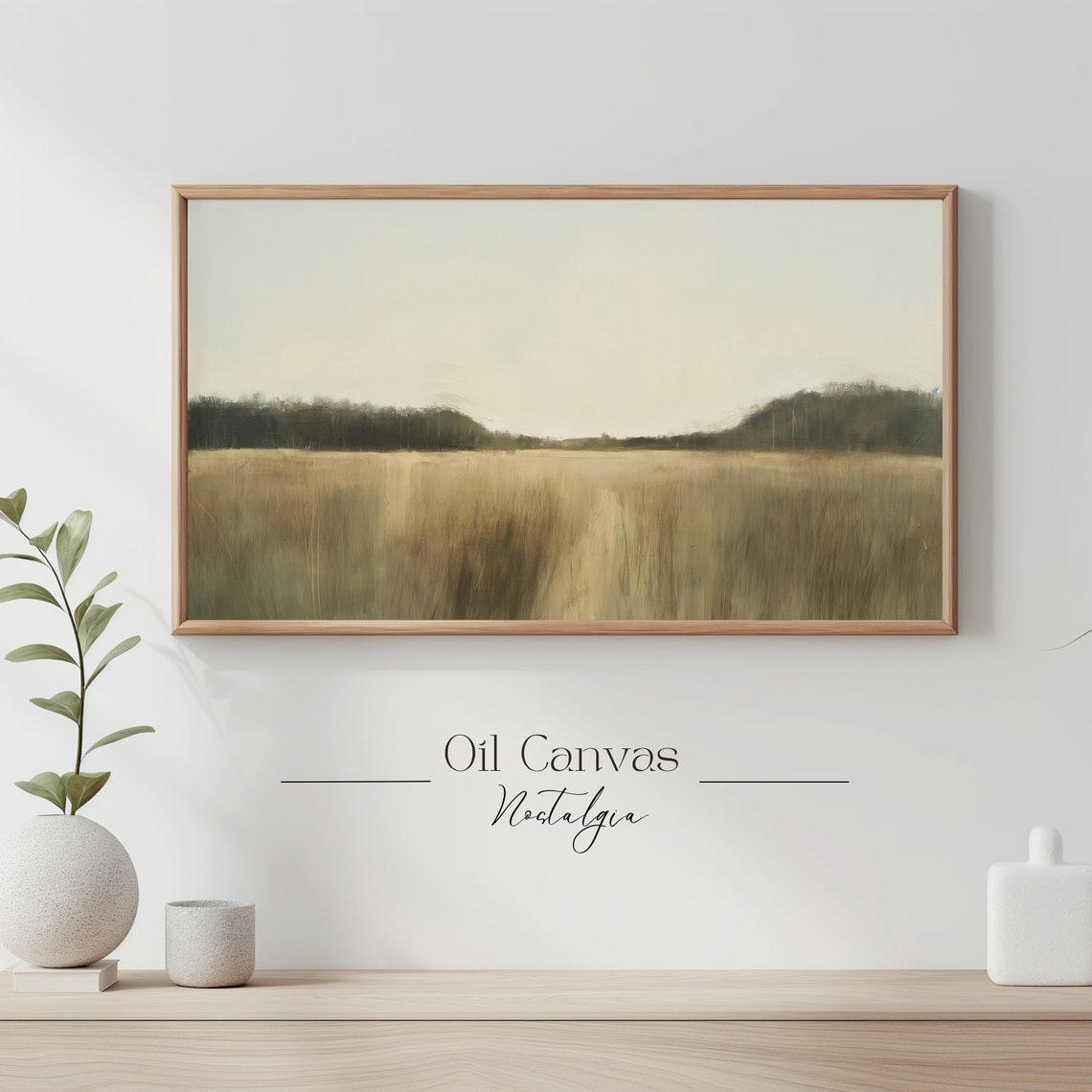 Frame Tv Art Moody Abstract Oil Painting Minimalist Earth Tone Decor Rustic Wall Art - Image 3