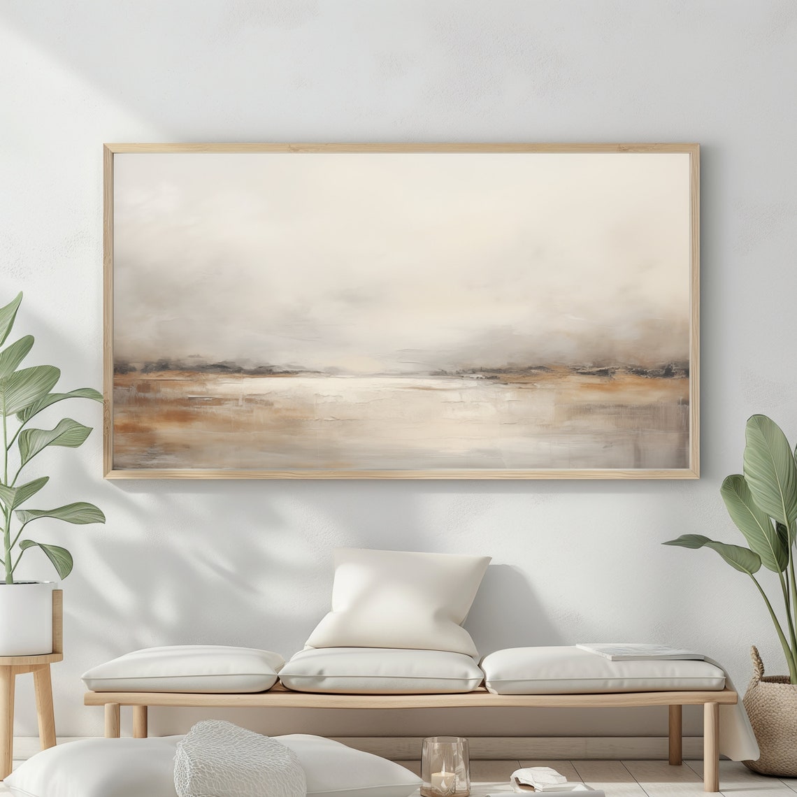 Frame Tv Art Moody Abstract Oil Painting Minimalist Earth Tone Decor Rustic Wall Art - Image 2