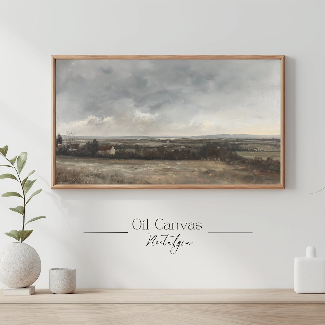 Autumn Landscape Oil Painting Frame Tv Art Rustic Country Decor Moody Muted Colours - Image 3
