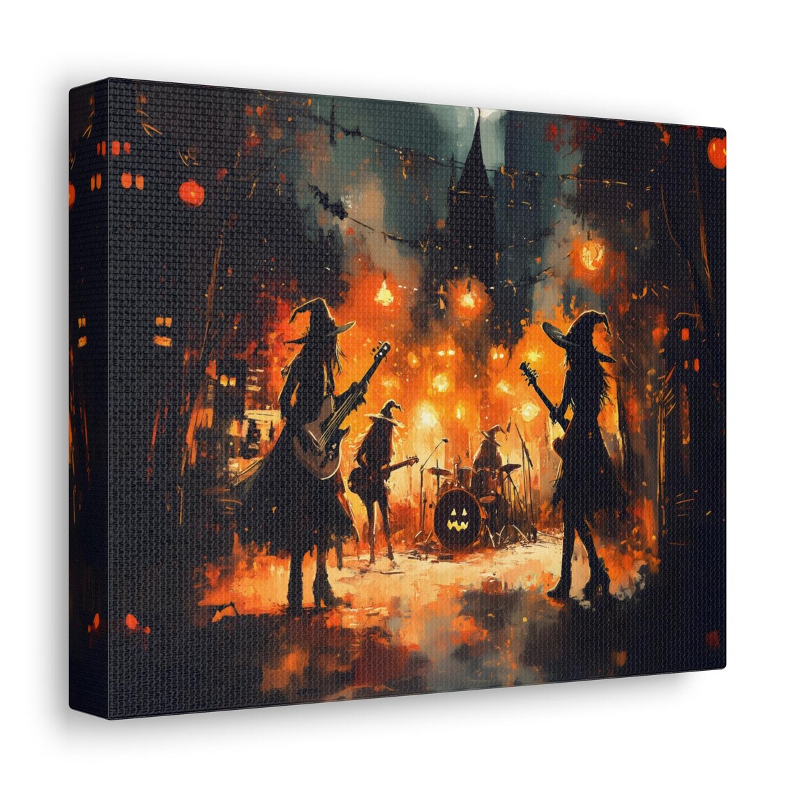 Witch Rock Band Performing Under String Lights Spooky Halloween Concert Poster - Image 3