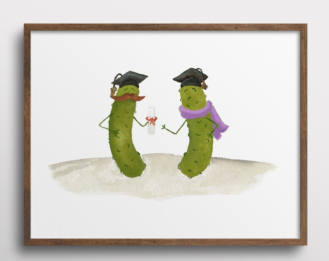 Whimsical Pickles Graduating From School Art Print