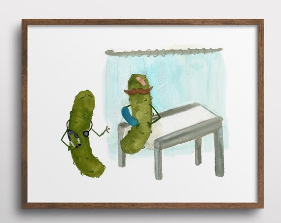 Whimsical Pickles Hospital Doctor Nurse Patient Art Print