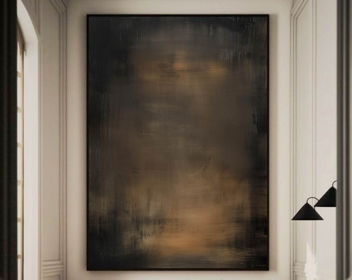 Brown Wabi Sabi Dark Bronze Abstract Textured Painting Poster
