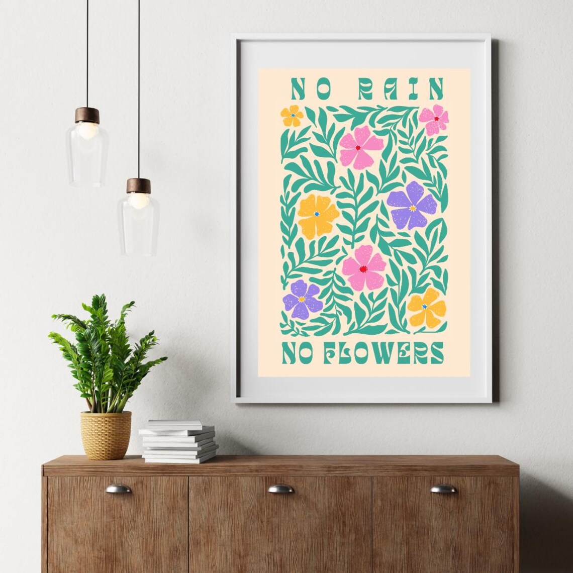 No Rain No Flowers Quote Poster, Motivational - Image 4