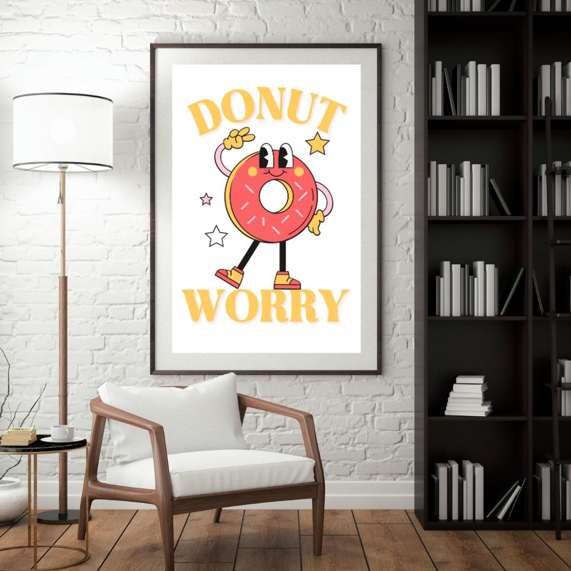 Donut Worry Funny Donut Art Print, Sweet Sayings - Image 3