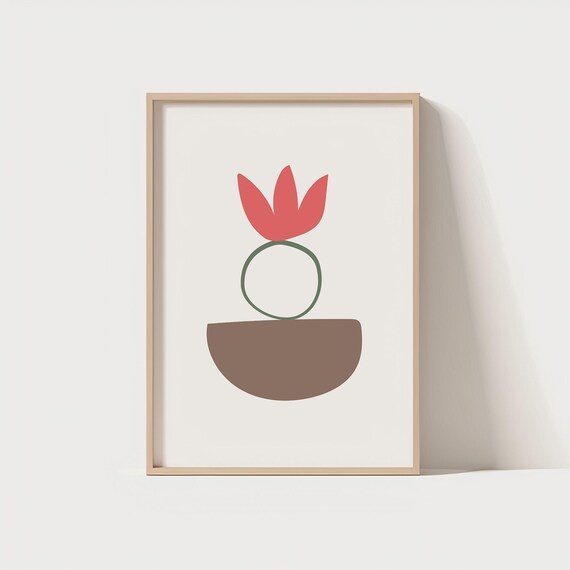 Minimal Abstract Plant Wall Art Boho Botanical Flower Print Scandinavian Home Decor Modern Minimalist Poster