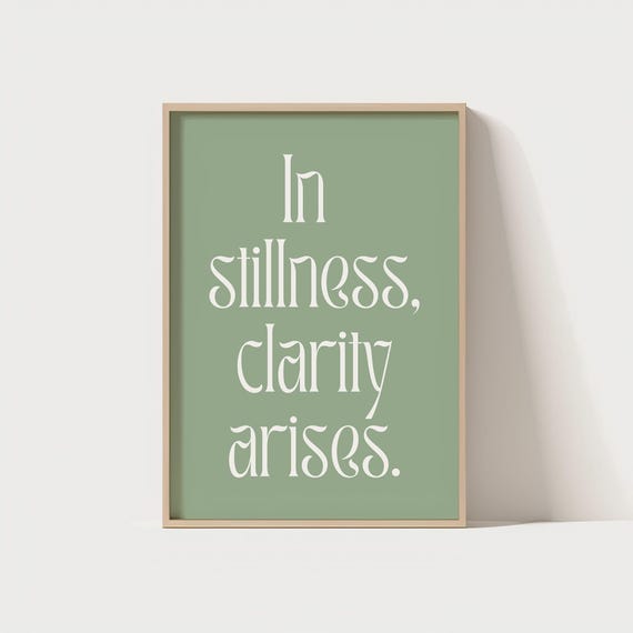 Minimalist Quote Wall Art In Stillness Clarity Arises Zen Poster Neutral Typography Print Mindfulness Decor
