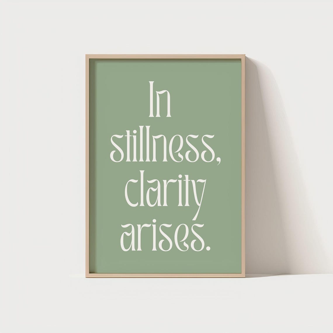 Minimalist Quote Wall Art In Stillness Clarity Arises Zen Poster Neutral Typography Print Mindfulness Decor