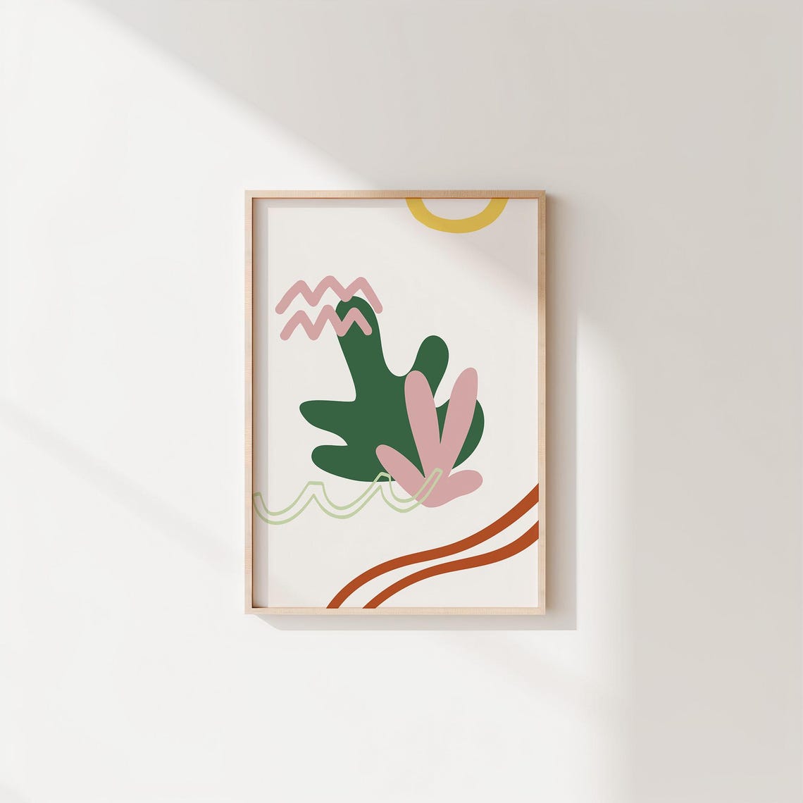 Modern Abstract Boho Botanical Shapes Earth Tone Minimalist Art Poster