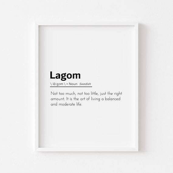 Lagom Swedish Definition Dictionary Minimalist Office Quote Poster