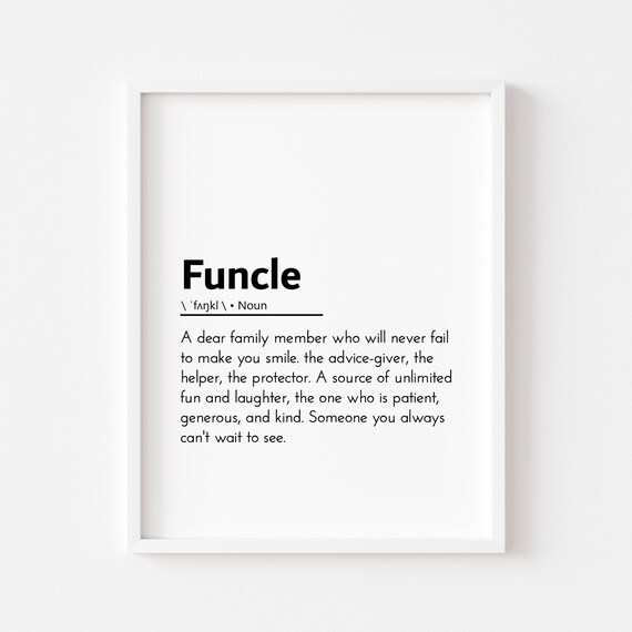 Funcle Definition Uncle Print Gift Funny Poster From Niece Nephew Fun