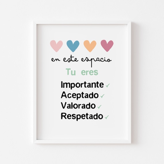 Spanish Safe Space Classroom Counseling Affirmations Poster Gift
