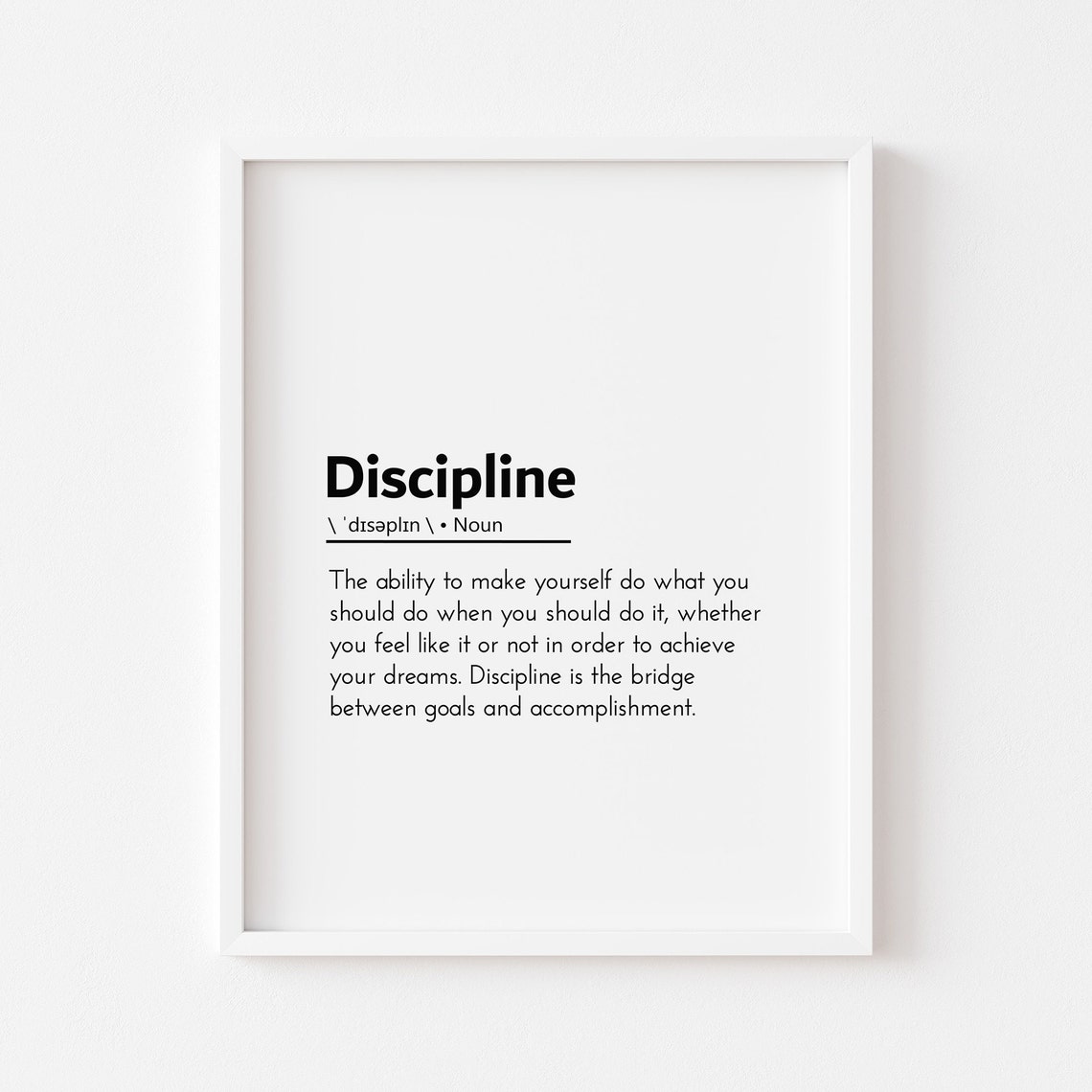 Discipline Definition Dictionary Style Motivational Goals Quote Poster