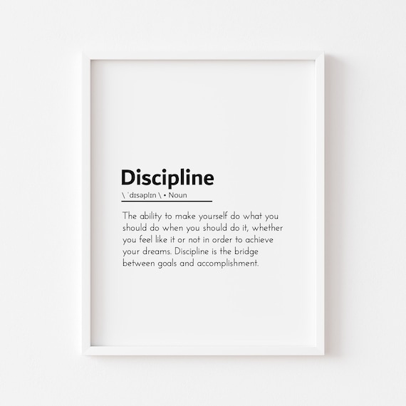 Discipline Definition Dictionary Style Motivational Goals Quote Poster