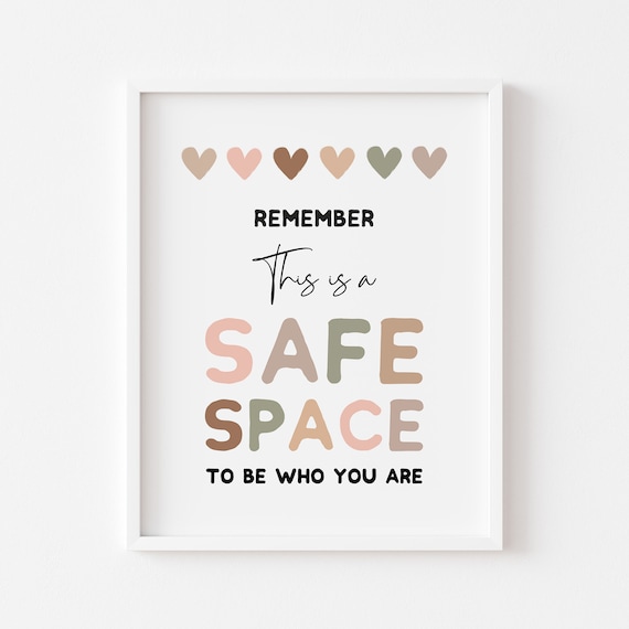 Safe Space Boho Therapy Wall Art Be Who You Are School Counselor Decor