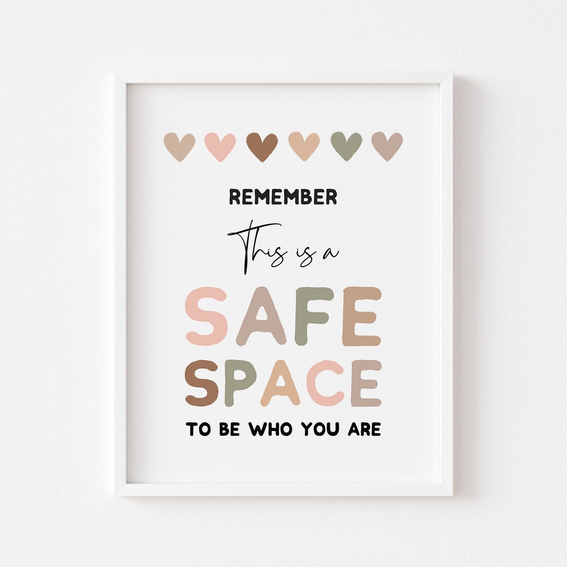 Safe Space Boho Therapy Wall Art Be Who You Are School Counselor Decor
