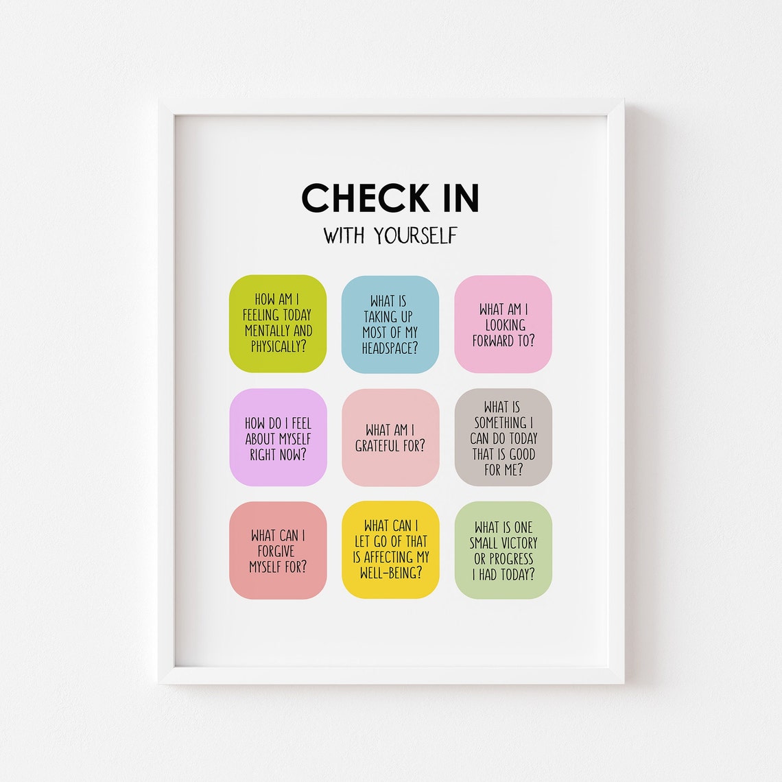 Check In With Yourself Poster Feelings Mental Health Matters Mindfulness Art Daily