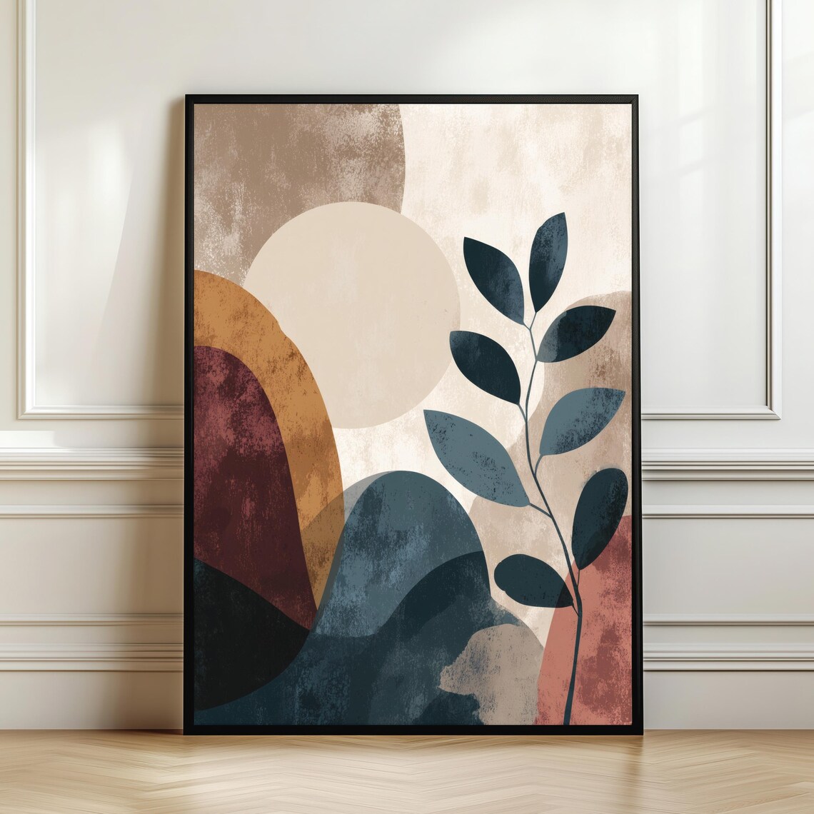 Modern Abstract Botanical Wall Art Neutral Boho Shapes Print Minimal Earth Tone Illustration Elegant Home Decor Gift Digital Download