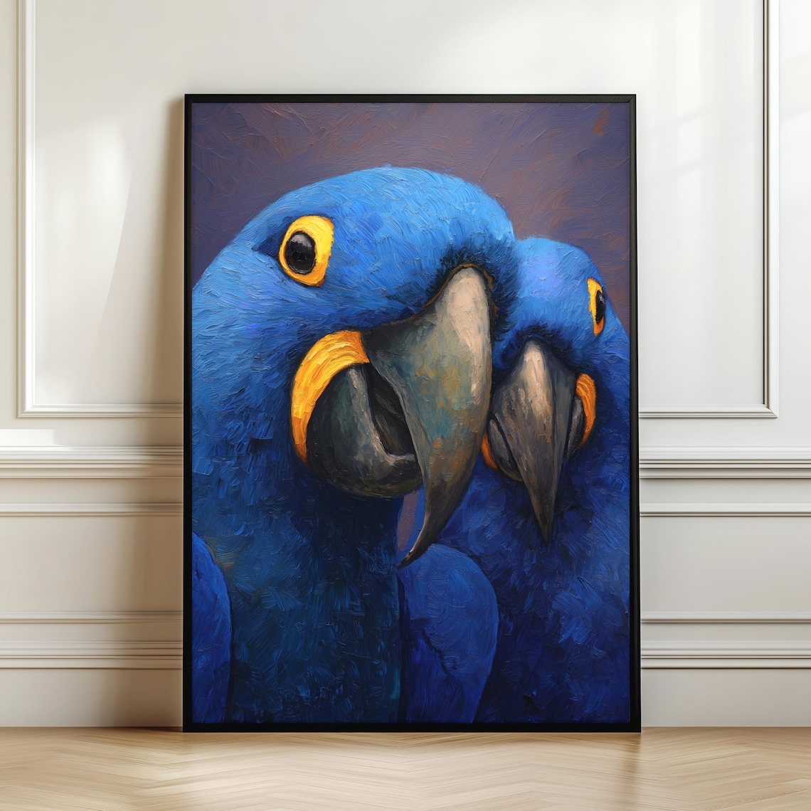 Blue Parrot Art Print, Refined Bird Portrait