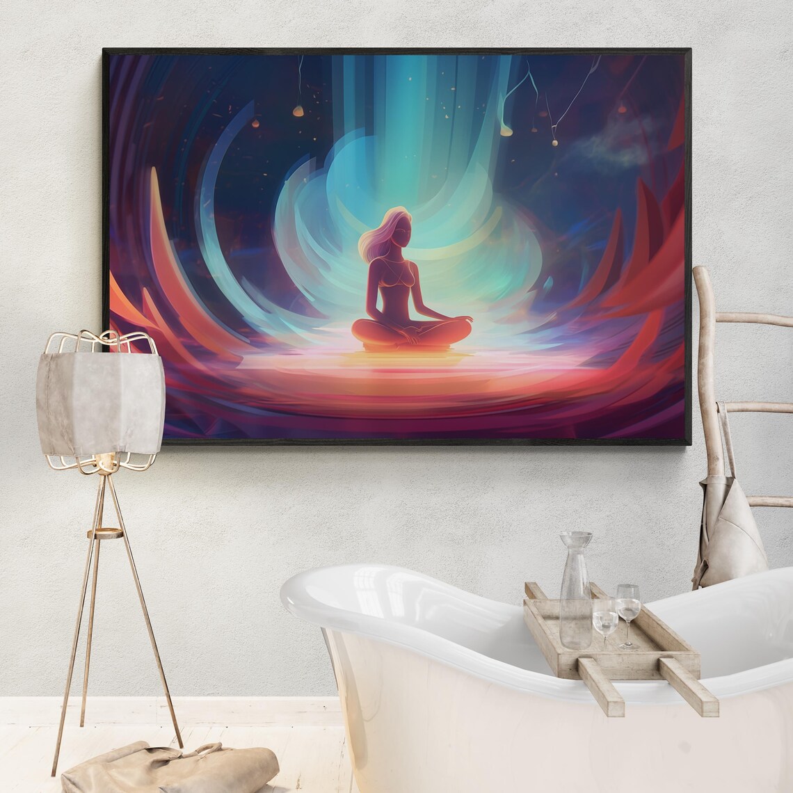 Cosmic Aura Meditation Art Print, Mindfulness Decor
