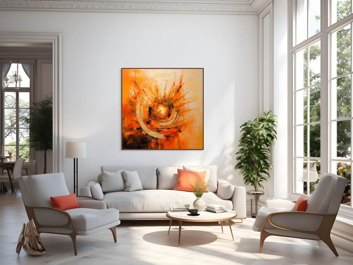 Orange Abstract Art Fiery Orange Swirl Modern Abstract For Bold Home Dcor Unique Artistry Eye Catching Sunburst Design - Image 5