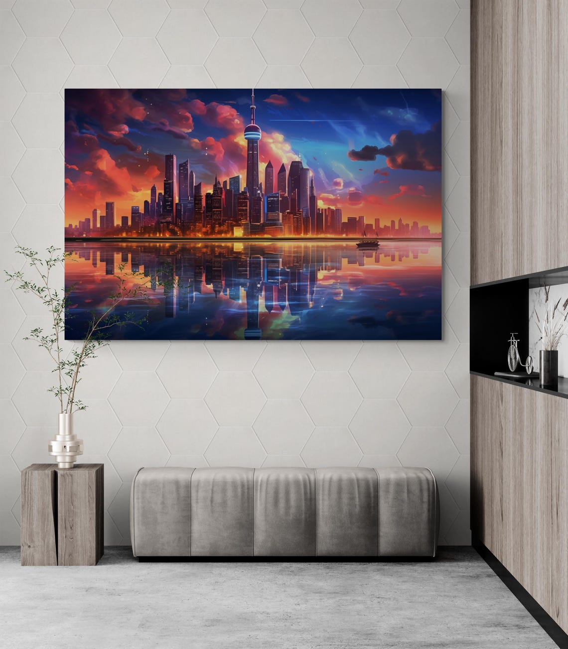 Shanghai Skyline Sunset Oriental Pearl Tower Reflection City Poster - Image 3