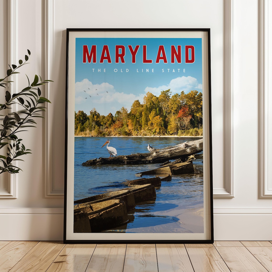 Maryland Vintage Travel Poster, Baltimore Wall Art Print