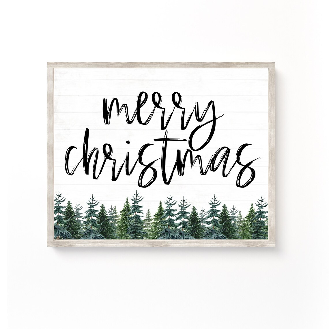 Farmhouse Christmas Decor Merry Sign, Rustic Tree