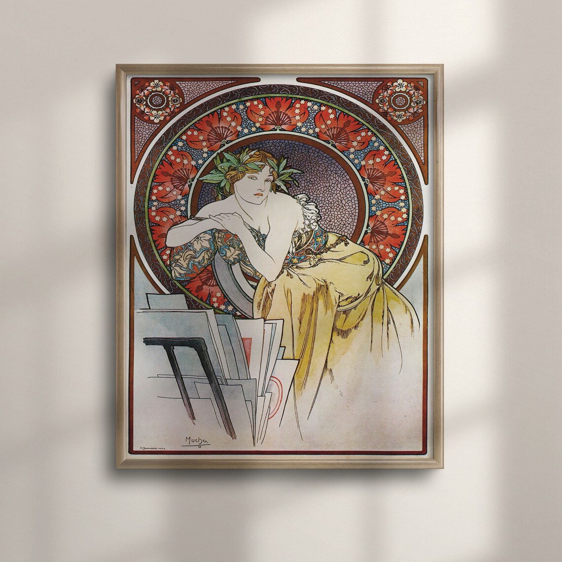 Alphonse Mucha Painting Allegory Woman with Poppies Art Poster